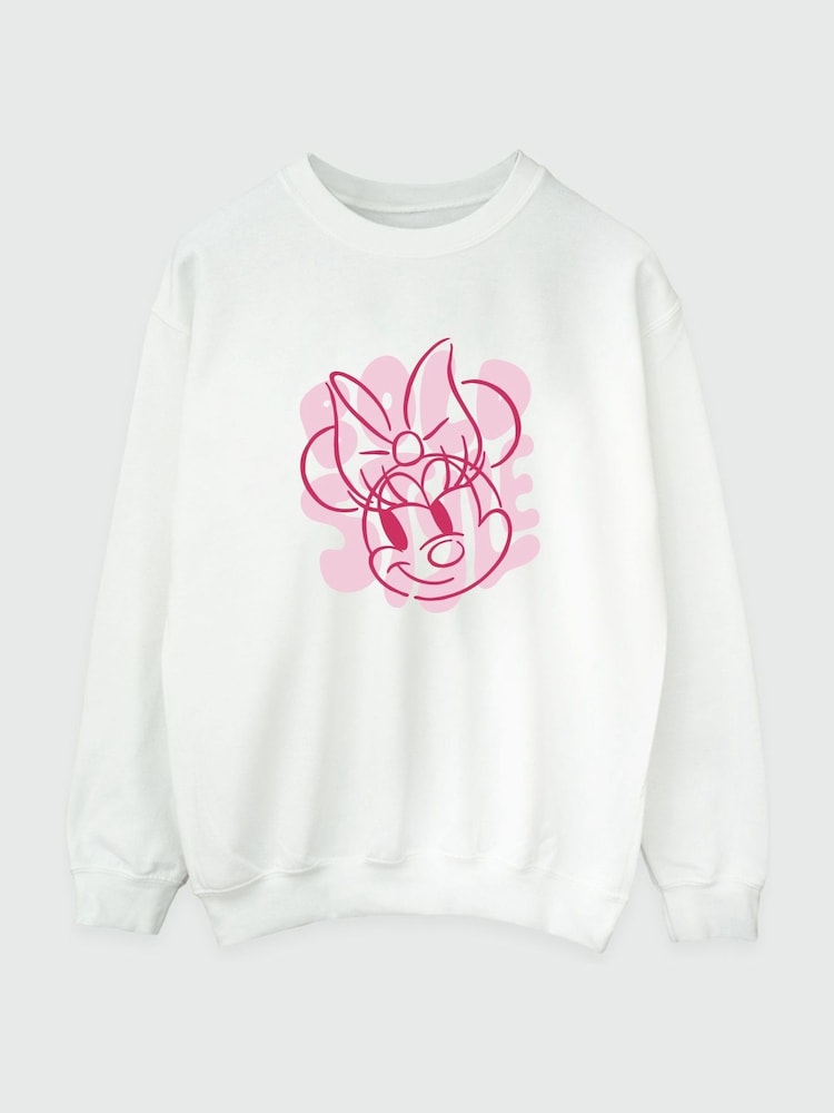 Brands In White Minnie Mouse Bold Style Womens Disney Sweatshirt - Image 2 of 3