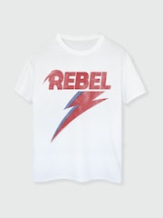 Brands In White David Bowie Distressed Rebel Women Boyfriend Fit Music T-Shirt - Image 2 of 3