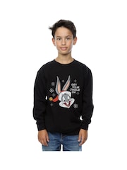 Brands In Black Boys Looney Tunes Bugs Bunny Christmas 100% Cotton Sweatshirt - Image 1 of 4