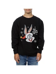 Brands In Black Boys Looney Tunes Bugs Bunny Christmas 100% Cotton Sweatshirt - Image 2 of 4
