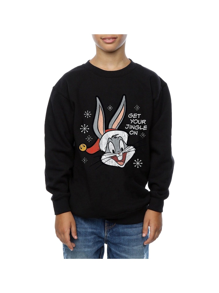 Brands In Black Boys Looney Tunes Bugs Bunny Christmas 100% Cotton Sweatshirt - Image 2 of 4