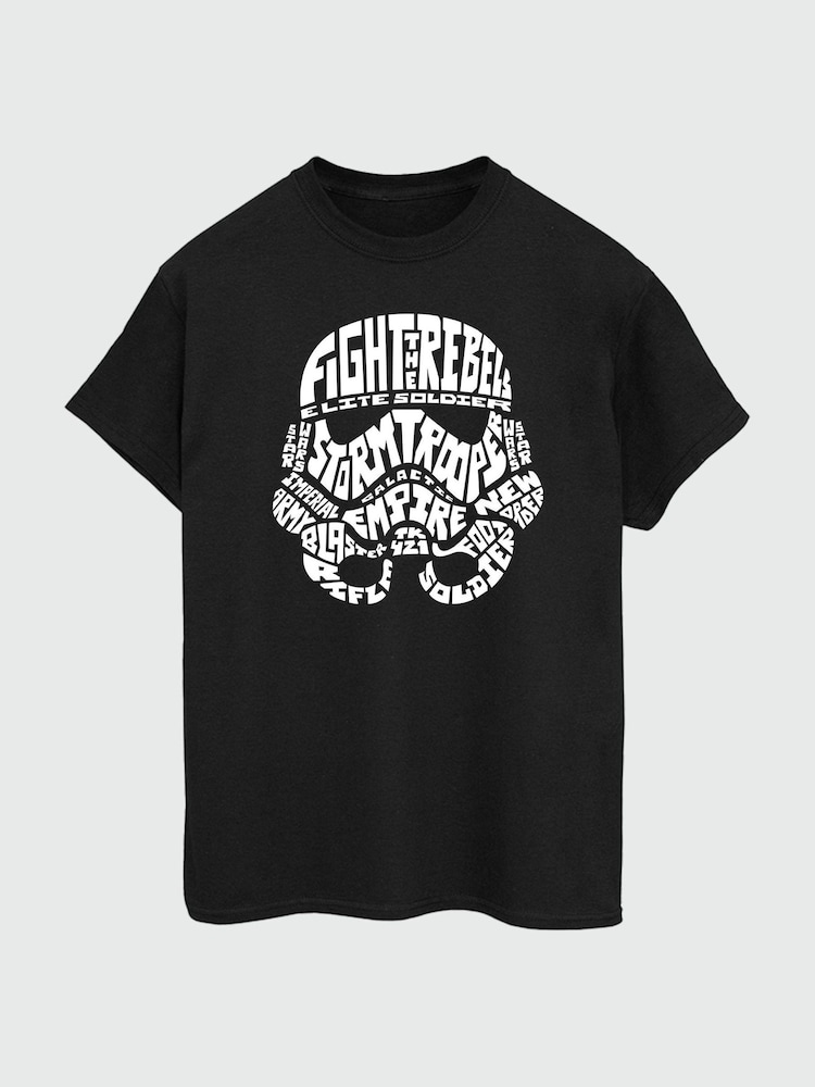 Brands In Black Mens Star Wars Stormtrooper Text Head 100% Cotton T-Shirt - Image 2 of 3