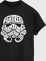 Brands In Black Mens Star Wars Stormtrooper Text Head 100% Cotton T-Shirt - Image 3 of 3