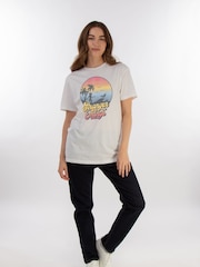 Brands In White Women Boyfriend Fit Netflix Stranger Things LA Gradient 100% Cotton T-Shirt - Image 1 of 3