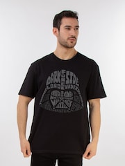 Brands In Black Mens Star Wars Darth Vader Text Head 100% Cotton T-Shirt - Image 1 of 3
