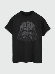 Brands In Black Mens Star Wars Darth Vader Text Head 100% Cotton T-Shirt - Image 2 of 3
