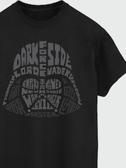 Brands In Black Mens Star Wars Darth Vader Text Head 100% Cotton T-Shirt - Image 3 of 3