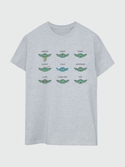 Brands In Grey Women Boyfriend Fit Star Wars Mandalorian Grogu Mood Heather T-Shirt - Image 2 of 3