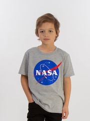 Brands In Grey Boys Nasa Insignia Logo Heather 100% Cotton T-Shirt - Image 1 of 2