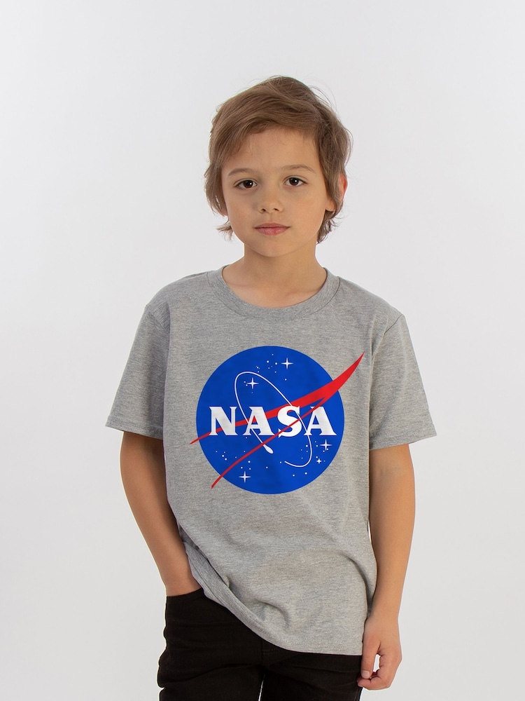 Brands In Grey Boys Nasa Insignia Logo Heather 100% Cotton T-Shirt - Image 1 of 2