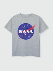 Brands In Grey Boys Nasa Insignia Logo Heather 100% Cotton T-Shirt - Image 2 of 2