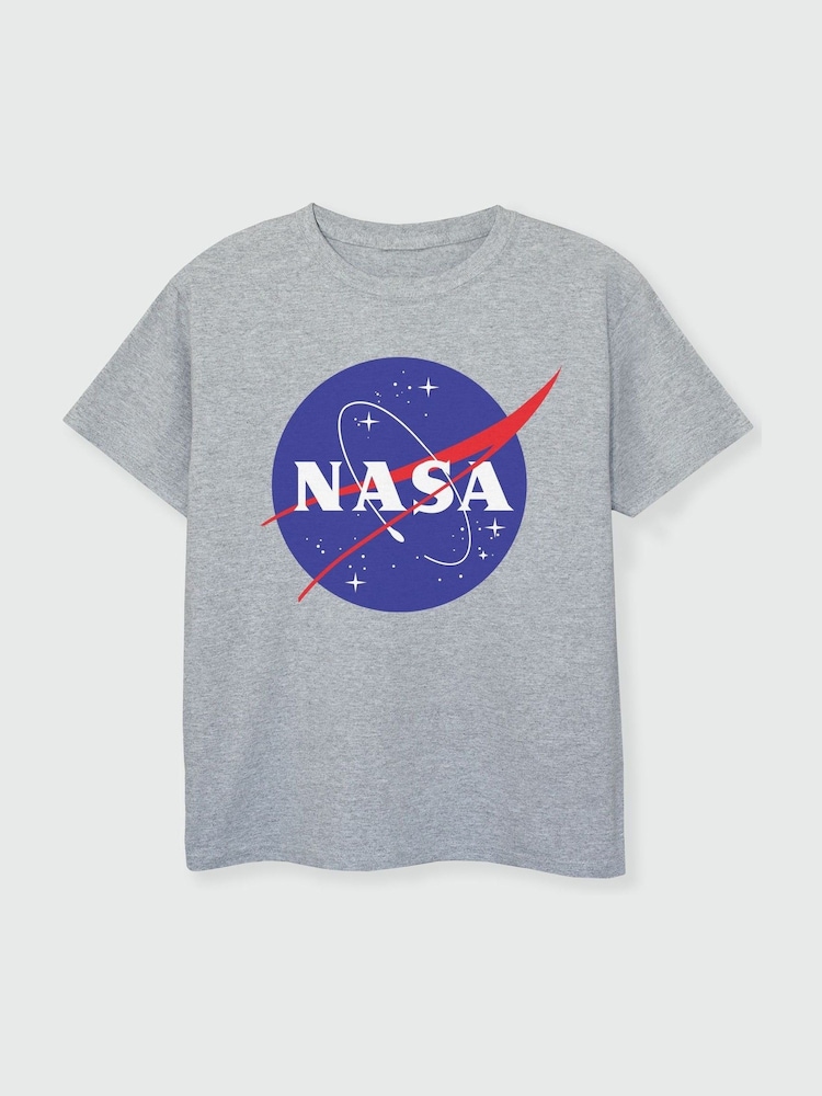 Brands In Grey Boys Nasa Insignia Logo Heather 100% Cotton T-Shirt - Image 2 of 2