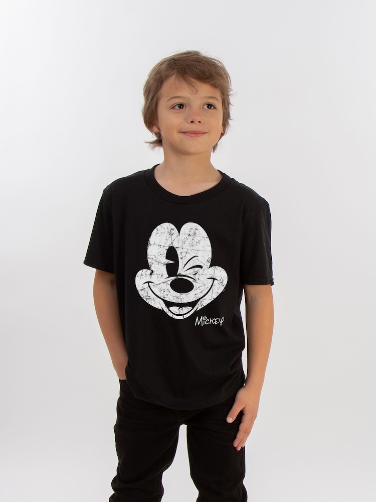 Brands In Black Boys Mickey Mouse Disney 100% Cotton T-Shirt - Image 1 of 2