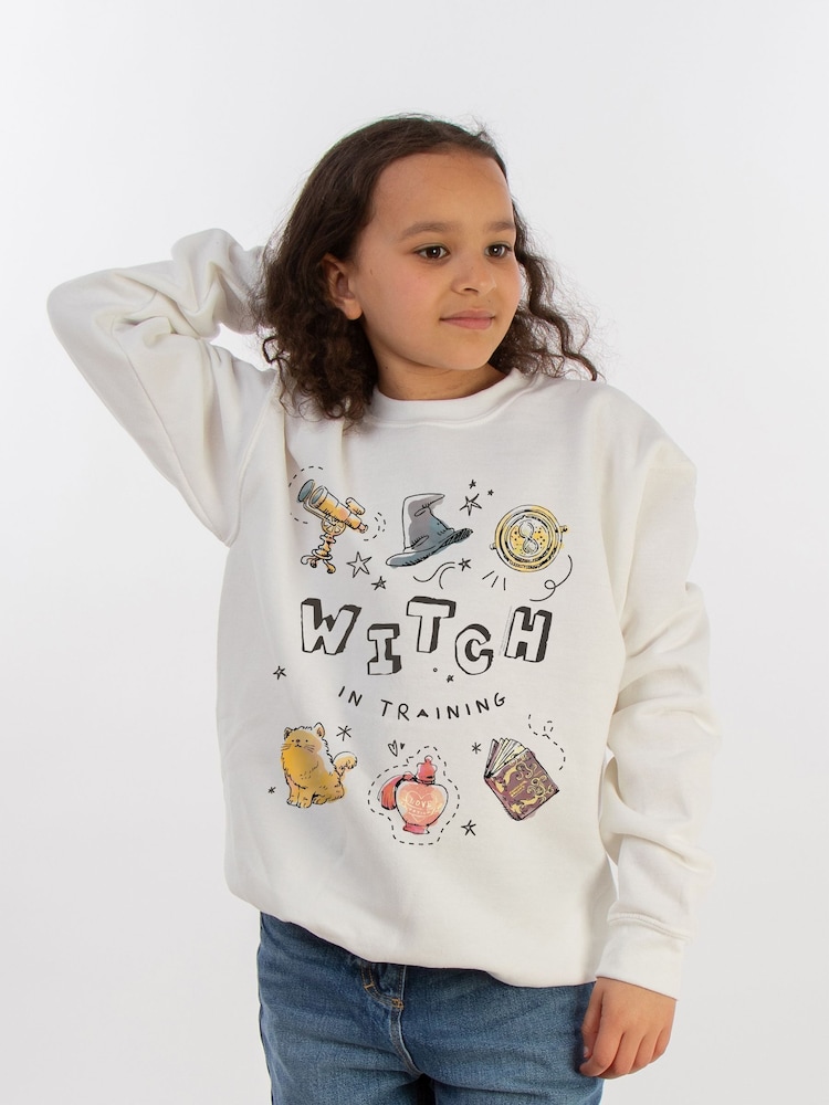 Brands In White Girls Harry Potter Witch In Training 100% Cottton Sweatshirt - Image 1 of 3