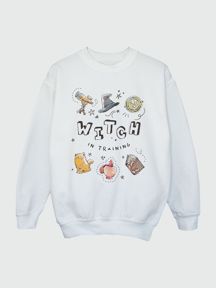 Brands In White Girls Harry Potter Witch In Training 100% Cottton Sweatshirt - Image 2 of 3