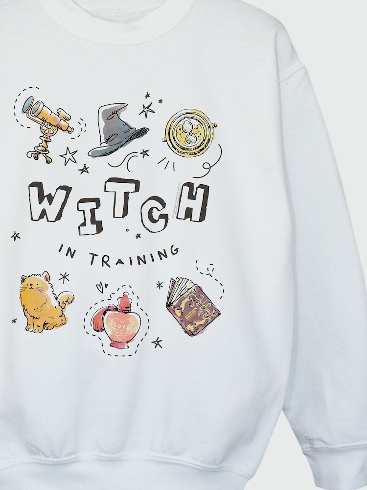 Brands In White Girls Harry Potter Witch In Training 100% Cottton Sweatshirt - Image 3 of 3