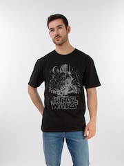 Brands In Black Mens Star Wars New Hope Poster 100% Cotton T-Shirt - Image 1 of 3