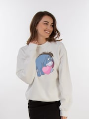 Brands In White Winnie The Pooh Eeyore Heart Mouth Women Sweatshirt - Image 1 of 3