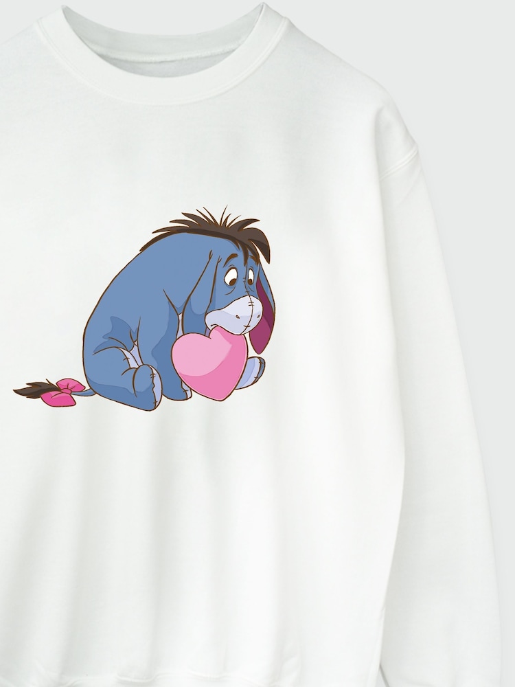 Brands In White Winnie The Pooh Eeyore Heart Mouth Women Sweatshirt - Image 3 of 3