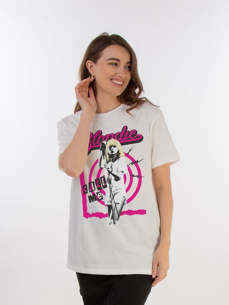 Brands In White Blondie Call Me Women Boyfriend Fit Music T-Shirt - Image 1 of 4 Brands In White Blondie Call Me Women Boyfriend Fit Music T-Shirt - Image 1 of 4