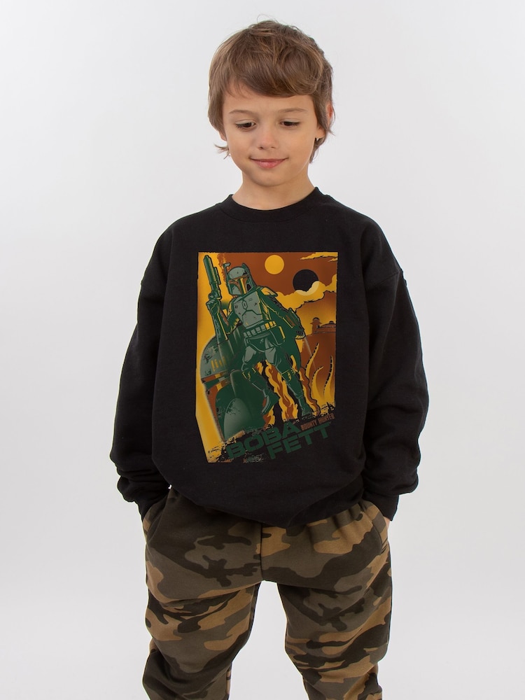 Brands In Black Boys Star Wars Biba Fett Collage 100% Cottton Sweatshirt - Image 1 of 3
