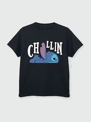 Brands In Black 100% Cotton Lilo And Stitch Chillin Girls T-Shirt - Image 2 of 2