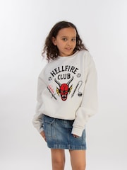 Brands In White Girls Netflix Stranger Things Hellfire Club 100% Cottton Sweatshirt - Image 1 of 4