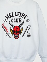 Brands In White Girls Netflix Stranger Things Hellfire Club 100% Cottton Sweatshirt - Image 3 of 4