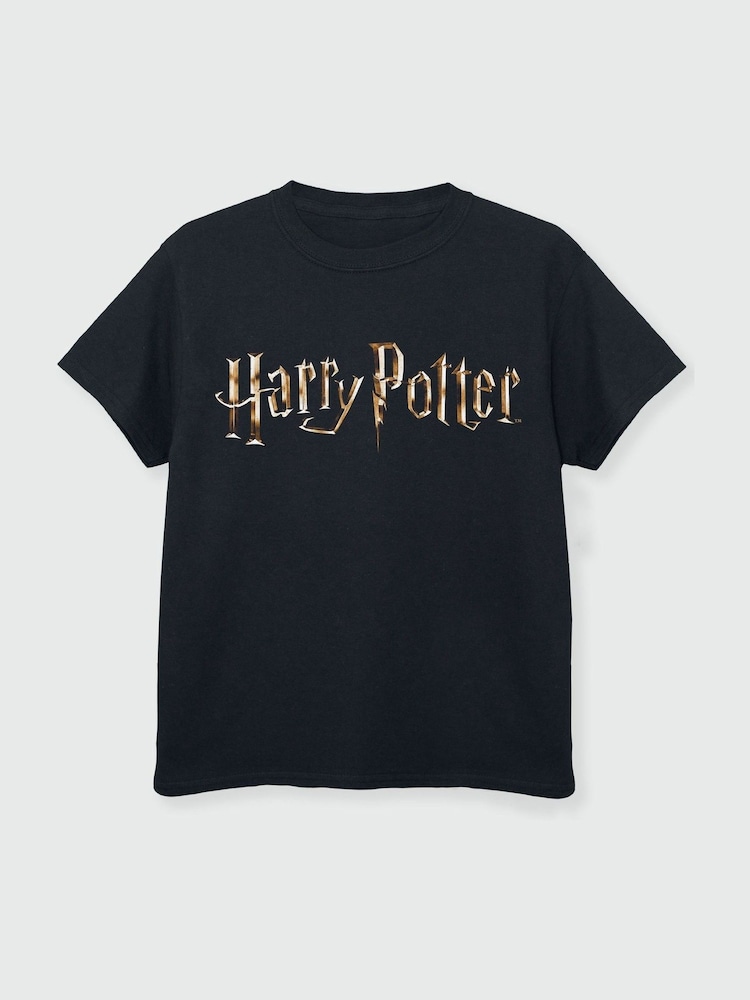 Brands In Black 100% Cotton Harry Potter Full Colour Logo Girls T-Shirt - Image 2 of 2