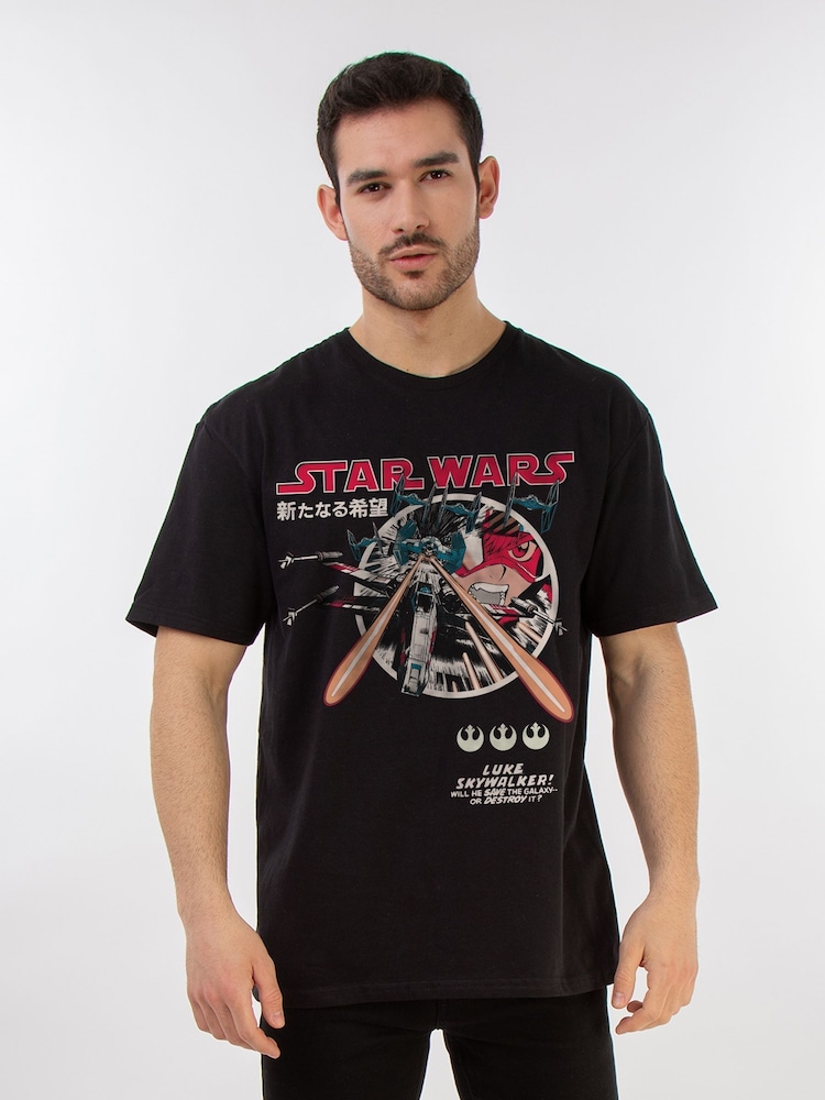 Brands In Black 100% Cotton Star Wars Classic Luke Manga Mens T-Shirt - Image 1 of 3