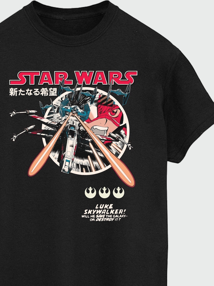 Brands In Black 100% Cotton Star Wars Classic Luke Manga Mens T-Shirt - Image 3 of 3