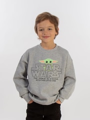 Brands In Grey Baby Boys Yoda Star Wars The Mandalorian Heather Sweatshirt - Image 1 of 3