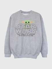 Brands In Grey Baby Boys Yoda Star Wars The Mandalorian Heather Sweatshirt - Image 2 of 3