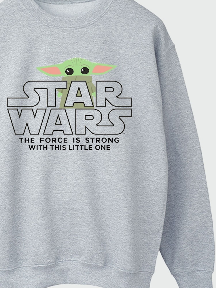Brands In Grey Baby Boys Yoda Star Wars The Mandalorian Heather Sweatshirt - Image 3 of 3