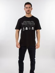 Brands In Black Mens Star Wars Character Heads 100% Cotton T-Shirt - Image 1 of 3