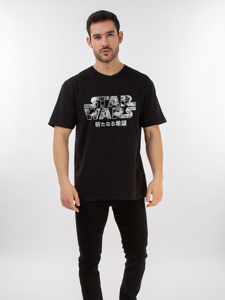 Brands In Black Star Wars Japanese Logo 100% Cotton T-Shirt - Image 1 of 3