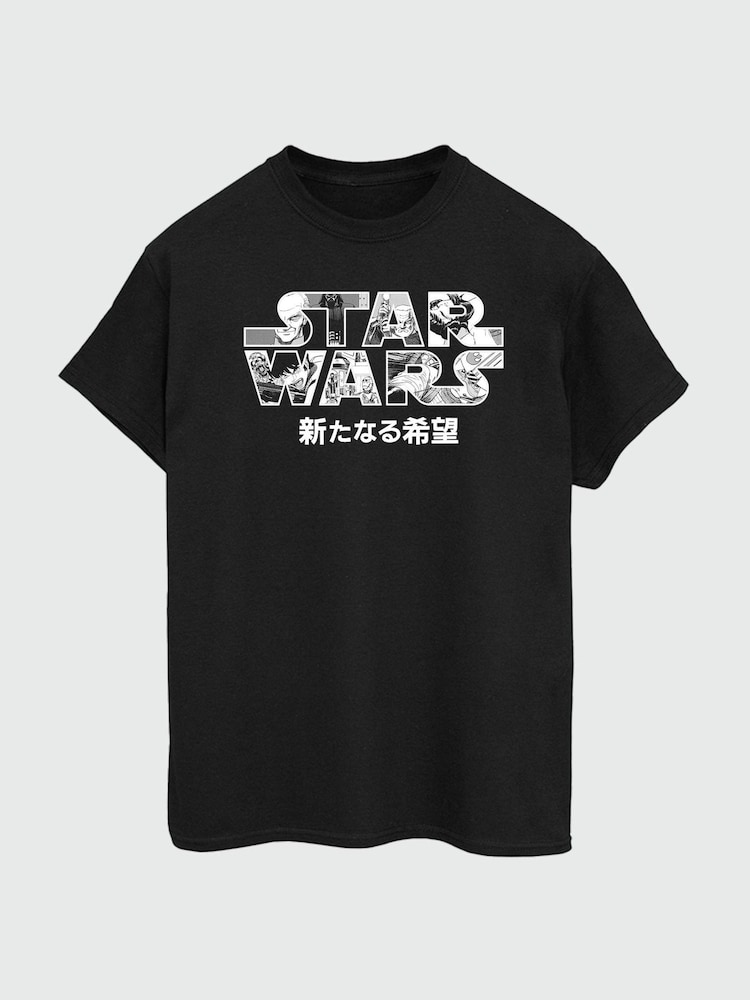 Brands In Black Star Wars Japanese Logo 100% Cotton T-Shirt - Image 2 of 3