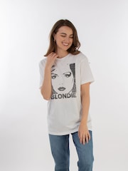 Brands In White Blondie Face Women Boyfriend Fit Music T-Shirt - Image 1 of 2