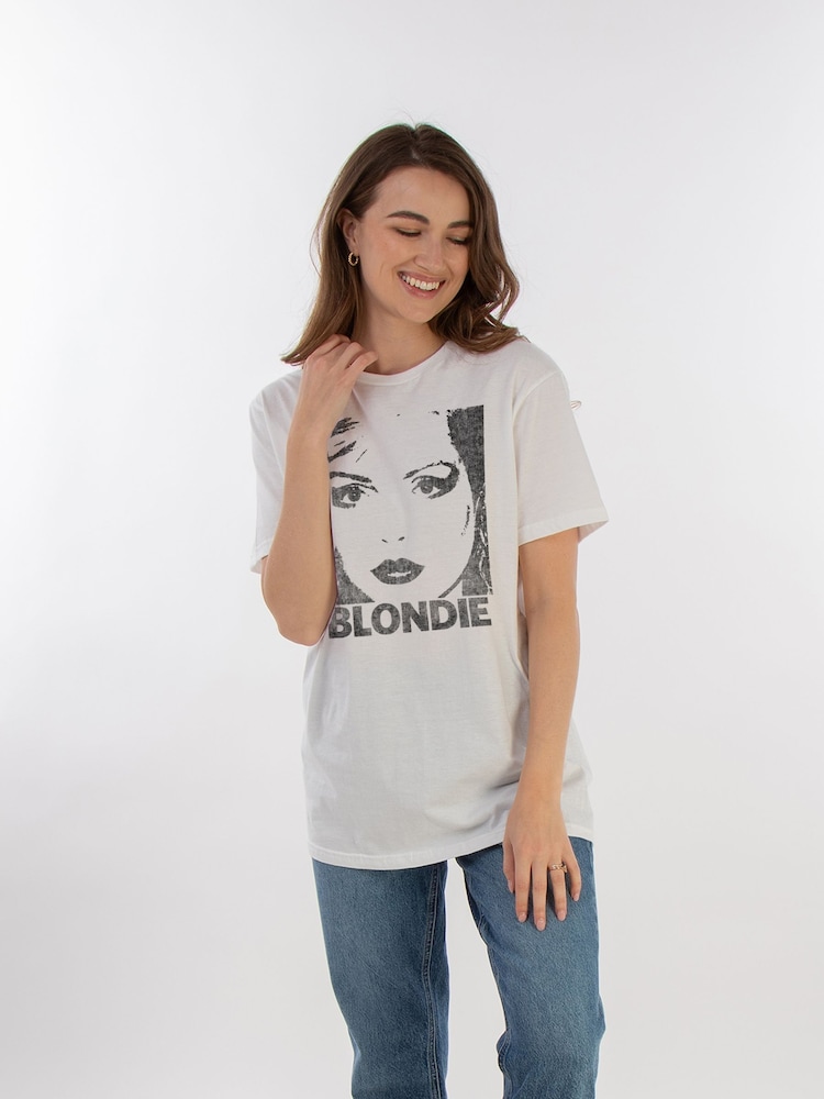 Brands In White Blondie Face Women Boyfriend Fit Music T-Shirt - Image 1 of 2