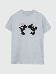 Brands In Grey Womens Boyfriend Fit Mickey Mouse Faces Disney T-Shirt - Image 2 of 3