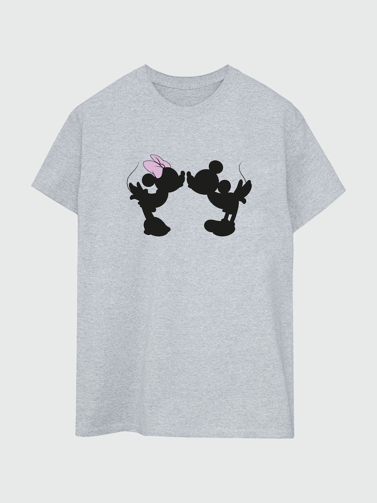 Brands In Grey Womens Boyfriend Fit Mickey Mouse Faces Disney T-Shirt - Image 2 of 3
