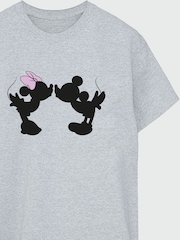 Brands In Grey Womens Boyfriend Fit Mickey Mouse Faces Disney T-Shirt - Image 3 of 3