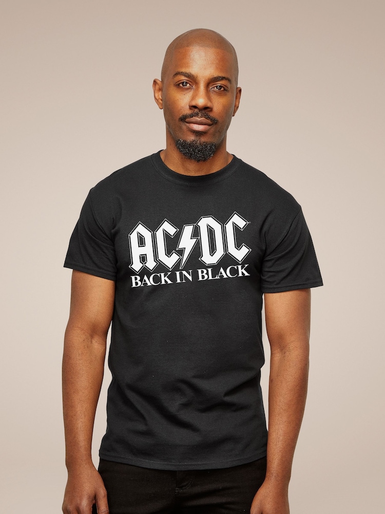 All + Every Black ACDC Back In Mens Music 100% Cotton T-Shirt - Image 1 of 3