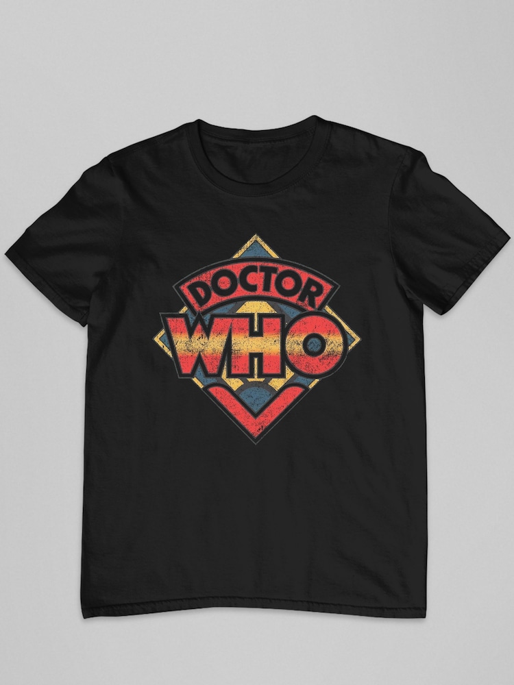 All + Every Black Doctor Mens Who 70s Logo 100% Cotton T-Shirt - Image 2 of 3