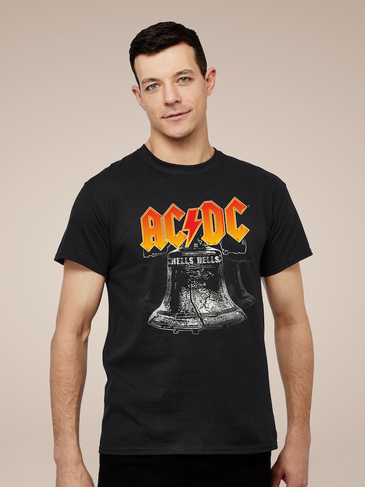 All + Every Black ACDC Hell Bells Mens 100% Cotton Music T-Shirt - Image 1 of 3