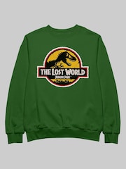 All + Every Green Universal Jurassic Park The Lost World White Outline Logo Adult Sweatshirt - Image 2 of 3