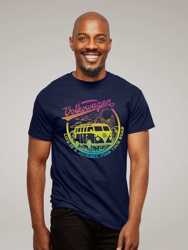 All + Every Blue Volkswagen Life Is A Journey Mens 100% Cotton T-Shirt - Image 1 of 3