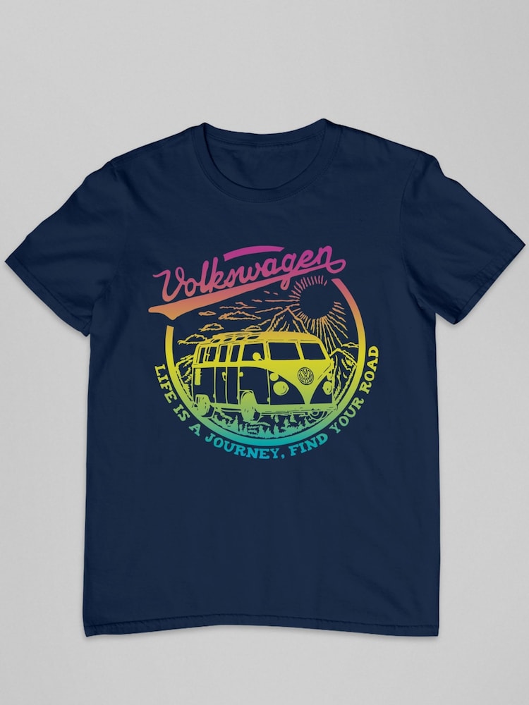 All + Every Blue Volkswagen Life Is A Journey Mens 100% Cotton T-Shirt - Image 2 of 3