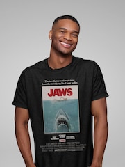 All + Every Black Jaws Movie Poster Mens 100% Cotton T-Shirt - Image 1 of 3