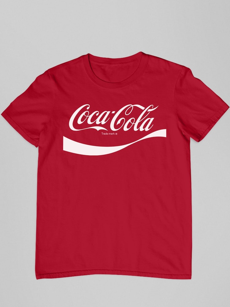 All + Every Red Mens Coca Cola Logo Swoosh 100% Cotton T-Shirt - Image 2 of 3